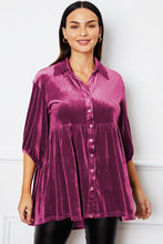 Load image into Gallery viewer, Velvet Tiered Button Up Collared Neck Shirt