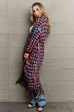 Load image into Gallery viewer, Multicolored Open Front Fringe Hem Cardigan