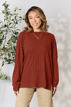 Load image into Gallery viewer, Basic Bae Full Size Ribbed Round Neck Slit Knit Top -