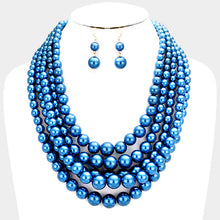 Load image into Gallery viewer, Blue Multi Strand Necklace & Earrings -N1017