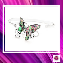 Load image into Gallery viewer, Abalone Butterfly Cord Necklace, Earrings & Bracelet 3Pc. Set