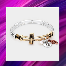 Load image into Gallery viewer, John 3:16 Cross Stretch Bracelet - Mixed Metal -B1047