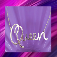 Load image into Gallery viewer, Queen Message Pendant Gold Necklace - N1072