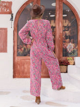 Load image into Gallery viewer, Printed Ruffled V-Neck Balloon Sleeve Jumpsuit
