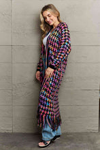 Load image into Gallery viewer, Multicolored Open Front Fringe Hem Cardigan