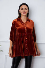 Load image into Gallery viewer, Velvet Tiered Button Up Collared Neck Shirt