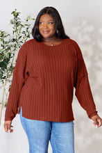 Load image into Gallery viewer, Basic Bae Full Size Ribbed Round Neck Slit Knit Top -