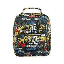 Load image into Gallery viewer, Black Graffiti Trolley Sleeve Backpack