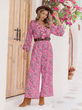 Load image into Gallery viewer, Printed Ruffled V-Neck Balloon Sleeve Jumpsuit