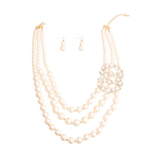 Load image into Gallery viewer, Timeless Opulence: Cream Pearl Layered Necklace Set with Crystal Infinity Ring