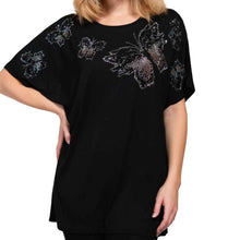 Load image into Gallery viewer, Bat Wing Sleeve T-Shirt Black Butterfly for Women