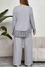 Load image into Gallery viewer, Plus Size Tassel Hem Top and Pants Set