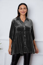 Load image into Gallery viewer, Velvet Tiered Button Up Collared Neck Shirt