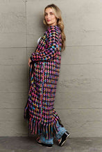 Load image into Gallery viewer, Multicolored Open Front Fringe Hem Cardigan
