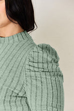 Load image into Gallery viewer, Basic Bae Full Size Ribbed Mock Neck Puff Sleeve T-Shirt