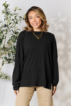 Load image into Gallery viewer, Basic Bae Full Size Ribbed Round Neck Slit Knit Top -