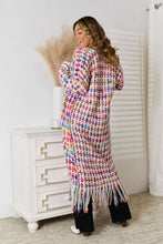 Load image into Gallery viewer, Multicolored Open Front Fringe Hem Cardigan