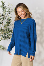 Load image into Gallery viewer, Basic Bae Full Size Ribbed Round Neck Slit Knit Top -