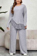Load image into Gallery viewer, Plus Size Tassel Hem Top and Pants Set