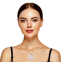Load image into Gallery viewer, Gold Metal Rigid Choker Necklace Set: Statement of Elegance!