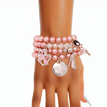 Load image into Gallery viewer, Light Pink Pearl Cancer Bracelets