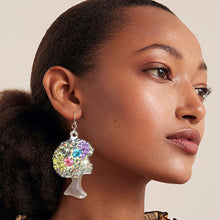 Load image into Gallery viewer, Black Afro Flower Earrings