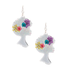 Load image into Gallery viewer, Black Afro Flower Earrings