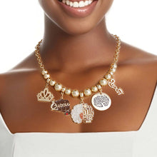 Load image into Gallery viewer, Gold Queen Afro Charm Chain