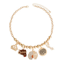 Load image into Gallery viewer, Gold Queen Afro Charm Chain
