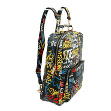 Load image into Gallery viewer, Black Graffiti Trolley Sleeve Backpack