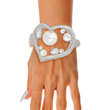 Load image into Gallery viewer, Silver Open Heart Hinge Cuff