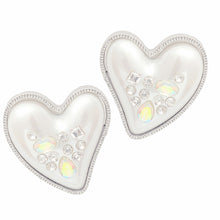 Load image into Gallery viewer, Silver Pearl Heart Studs