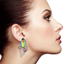 Load image into Gallery viewer, Elegant Pink Green Leaf Stud