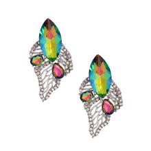 Load image into Gallery viewer, Elegant Pink Green Leaf Stud