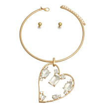 Load image into Gallery viewer, Gold Multi Style Stone Angled Heart Set