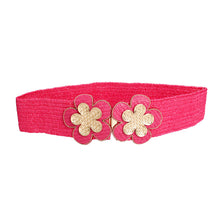 Load image into Gallery viewer, Stretch Belt Raffia Fuchsia Flower for Women