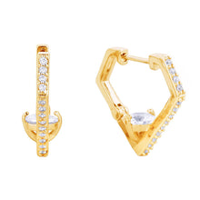 Load image into Gallery viewer, 14K Gold CZ Diamond Huggie Hoops