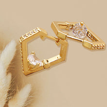 Load image into Gallery viewer, 14K Gold CZ Diamond Huggie Hoops
