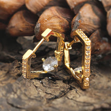 Load image into Gallery viewer, 14K Gold CZ Diamond Huggie Hoops