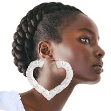 Load image into Gallery viewer, Silver Heart Bamboo Hoops