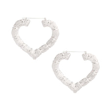 Load image into Gallery viewer, Silver Heart Bamboo Hoops