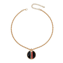 Load image into Gallery viewer, Black Stripe Pendant Gold Twisted Chain