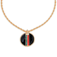 Load image into Gallery viewer, Black Stripe Pendant Gold Twisted Chain