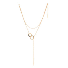 Load image into Gallery viewer, Gold Greek Key Lariat Necklace