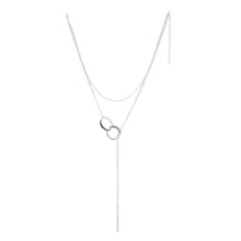 Load image into Gallery viewer, Silver Greek Key Lariat Necklace