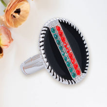 Load image into Gallery viewer, Black Stripe Charm Silver Ring