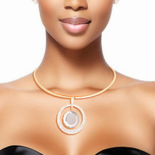 Load image into Gallery viewer, Gold Metal Rigid Choker Necklace Set: Statement of Elegance!