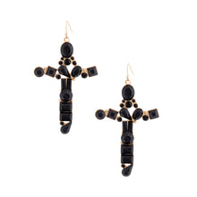 Load image into Gallery viewer, Black Celeb Cross Earrings