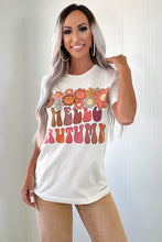 Load image into Gallery viewer, White Floral HELLO AUTUMN Printed Crewneck T Shirt
