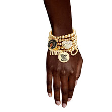 Load image into Gallery viewer, Gold Ball Bead Black Girl Magic Charm Bracelets
